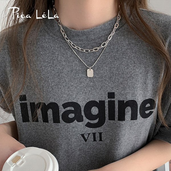 Ženski dvoredni lanac srebrne boje