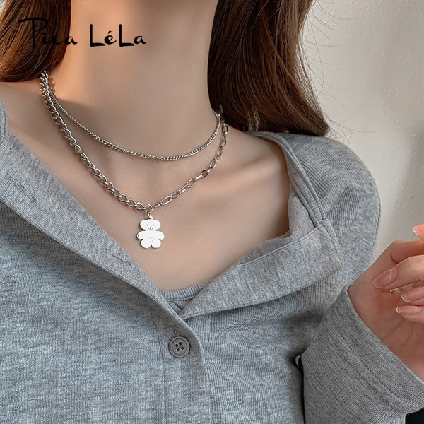 Διπλό γυναικείο κολιέ με μενταγιόν