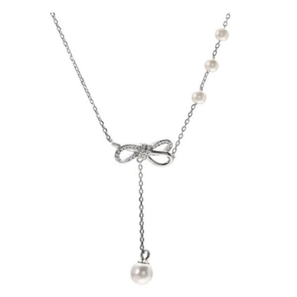 Naiste õhuke kett ripatsi ja pärlitega