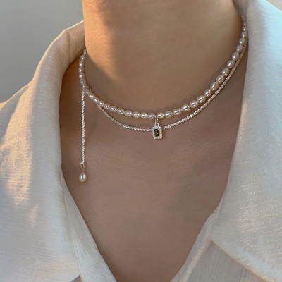 Γυναικείο κολιέ με πέρλες και πέτρες