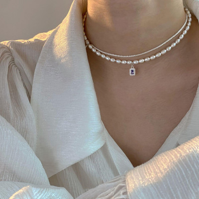 Γυναικείο κολιέ με πέρλες και πέτρες