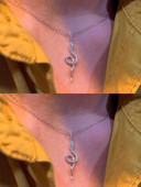 Γυναικείο κολιέ με μενταγιόν φίδι και διακοσμητικές πέτρες