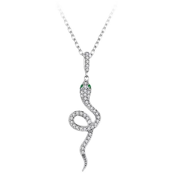 Γυναικείο κολιέ με μενταγιόν φίδι και διακοσμητικές πέτρες