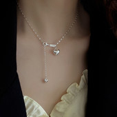 Γυναικείο ασημένιο κολιέ με καρδιές