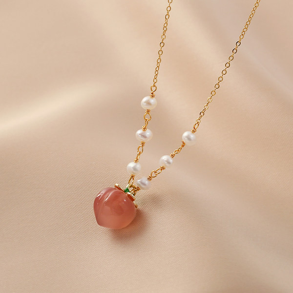 Moteriškas karoliai su perlais ir spalvotu dekoratyviniu akmeniu