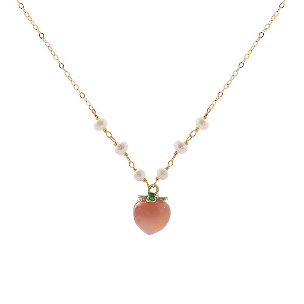 Moteriškas karoliai su perlais ir spalvotu dekoratyviniu akmeniu