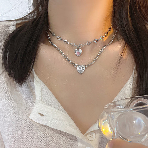 Γυναικείο κολιέ με πέτρες σε ασημί χρώμα