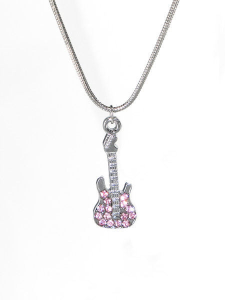 Γυναικείο κολιέ με μενταγιόν κιθάρας με διακοσμητικές πέτρες