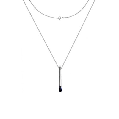 Μοντέρνα γυναικεία αλυσίδα με μενταγιόν - ασημί χρώμα