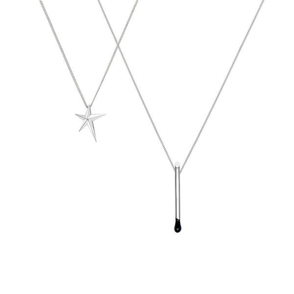 Μοντέρνα γυναικεία αλυσίδα με μενταγιόν - ασημί χρώμα