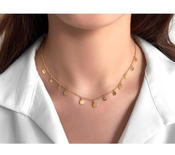 Naiste kuldne ripatsidega kaelakee