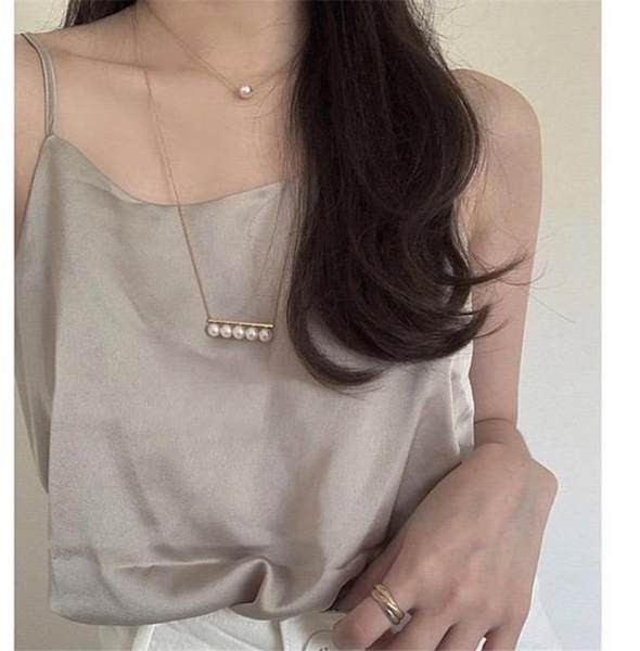 Λεπτό χρυσό χρώμα κολιέ με πέρλες