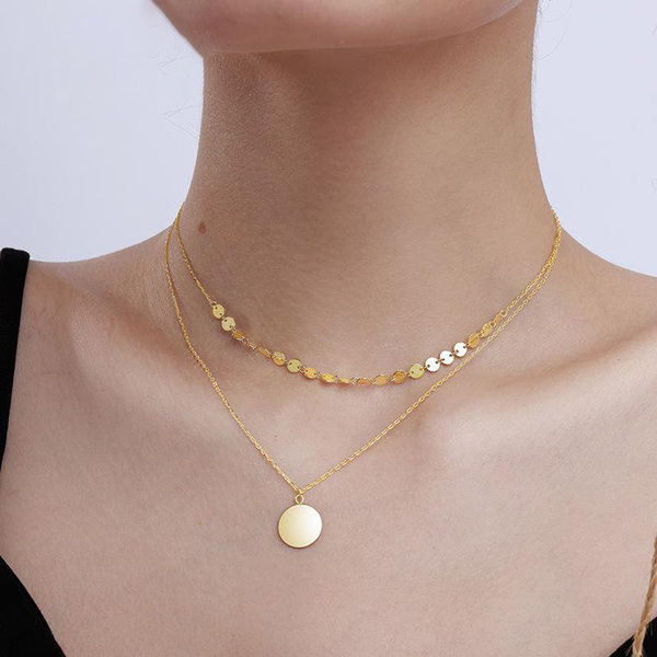 Naiste kahekihiline ripatsiga kaelakee