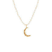 Γυναικείο κολιέ με φεγγάρι μενταγιόν και χάντρες