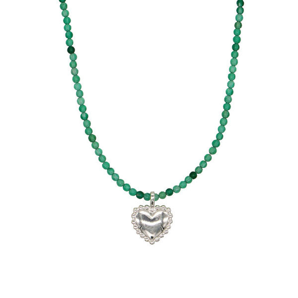 Γυναικείο κολιέ με χάντρες και μενταγιόν καρδιά