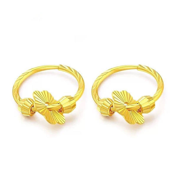 Γυναικεία σκουλαρίκια σε χρυσό χρώμα και λουλούδια