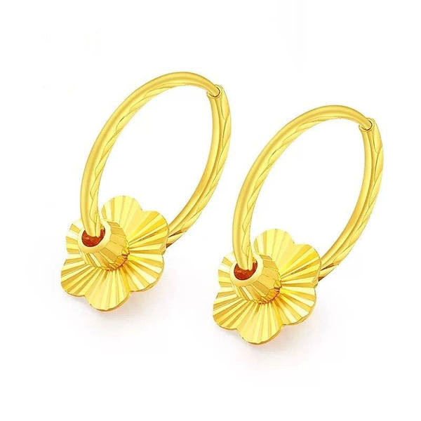 Γυναικεία σκουλαρίκια σε χρυσό χρώμα και λουλούδια