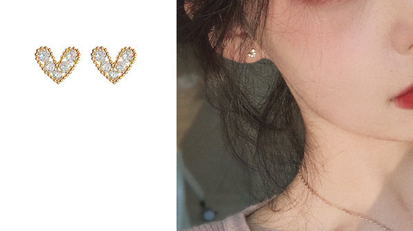 Naiste südamekujulised dekoratiivkividega kõrvarõngad