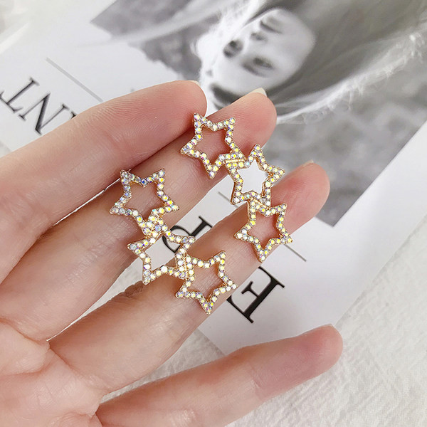 Дълги обеци с камъни 