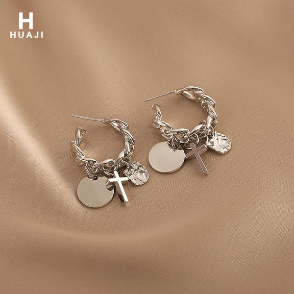 Ležerne ženske naušnice sa privjeskom - srebrne boje