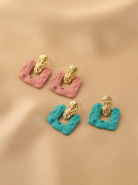 Дамски обеци в син и розов цвят 