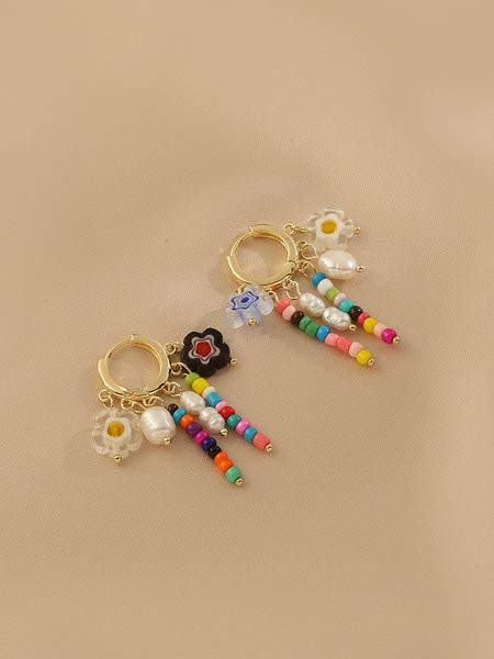 Цветни дамски обеци с камъни