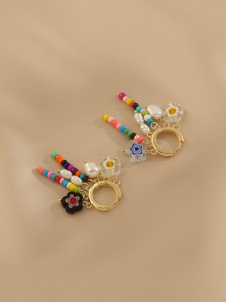 Цветни дамски обеци с камъни