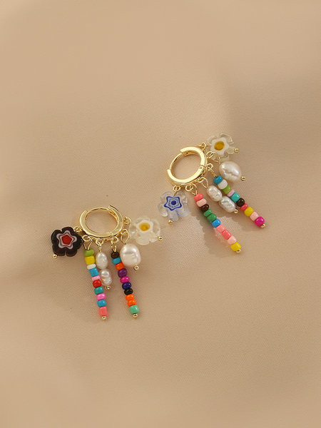 Цветни дамски обеци с камъни