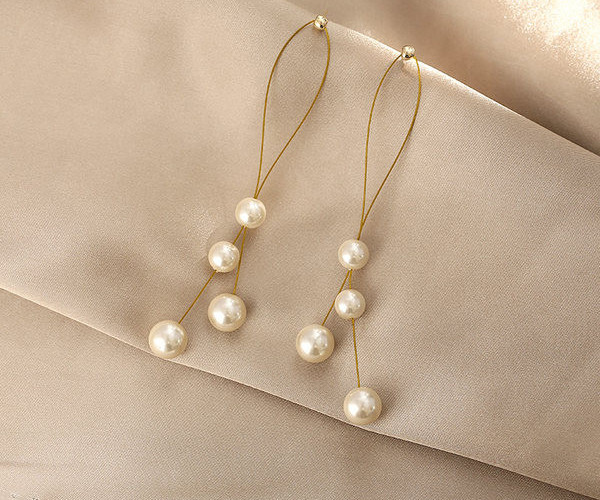 Naiste stiilsed pärliripatsiga kõrvarõngad uus mudel