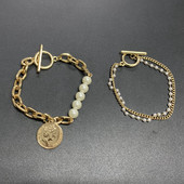 Γυναικείο βραχιόλι δύο μοντέλα με πέρλες και μενταγιόν