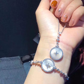 Moodne naiste hõbedane kivikestega käevõru