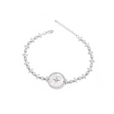 Moodne naiste hõbedane kivikestega käevõru