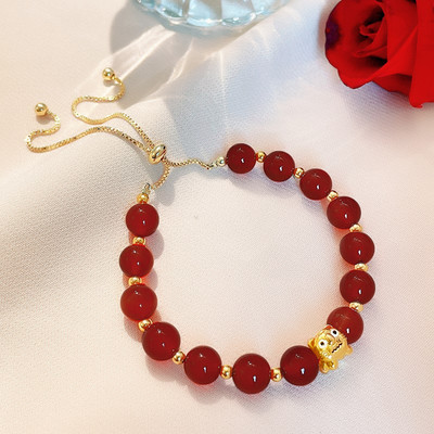 Γυναικείο βραχιόλι με μπορντό χάντρες