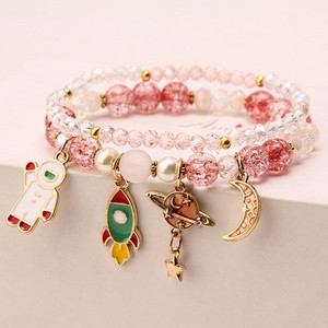 Γυναικείο βραχιόλι με χρωματιστές χάντρες και διακοσμητικές πέτρες