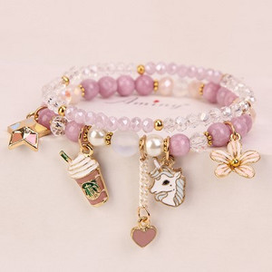 Γυναικείο βραχιόλι με χρωματιστές χάντρες και διακοσμητικές πέτρες