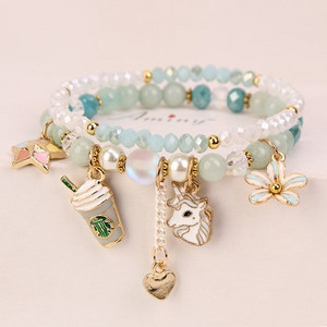 Γυναικείο βραχιόλι με χρωματιστές χάντρες και διακοσμητικές πέτρες