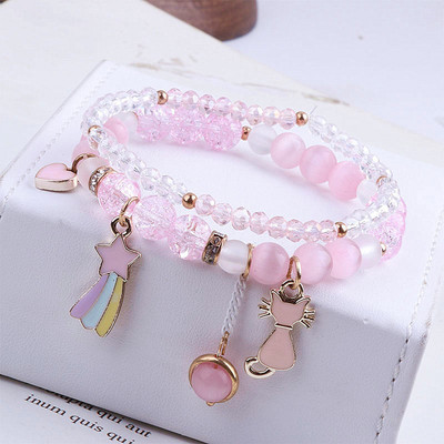 Γυναικείο βραχιόλι με χρωματιστές χάντρες και διακοσμητικές πέτρες