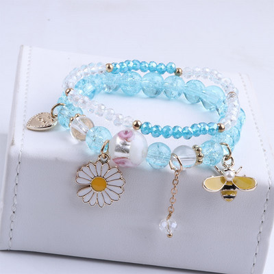 Γυναικείο βραχιόλι με χρωματιστές χάντρες και διακοσμητικές πέτρες