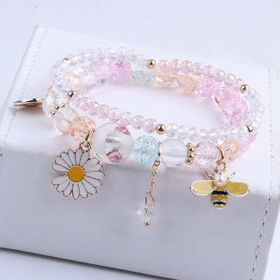 Γυναικείο βραχιόλι με χρωματιστές χάντρες και διακοσμητικές πέτρες