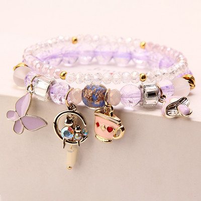 Γυναικείο βραχιόλι με χρωματιστές χάντρες και διακοσμητικές πέτρες