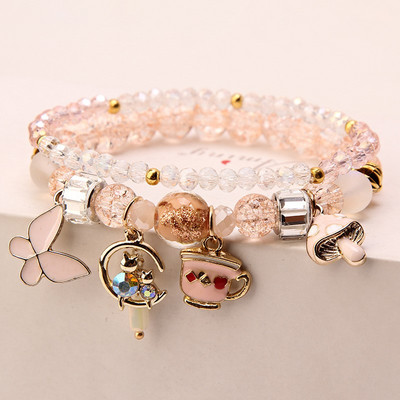 Γυναικείο βραχιόλι με χρωματιστές χάντρες και διακοσμητικές πέτρες