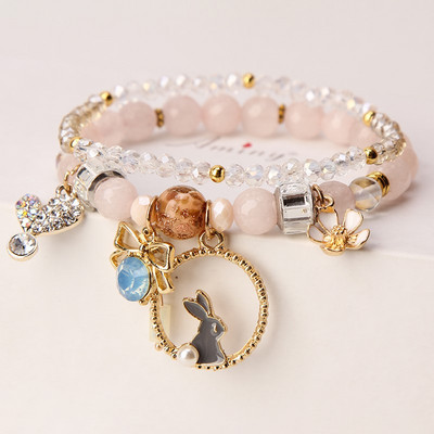 Γυναικείο βραχιόλι με χρωματιστές χάντρες και διακοσμητικές πέτρες