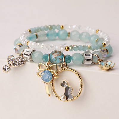 Γυναικείο βραχιόλι με χρωματιστές χάντρες και διακοσμητικές πέτρες