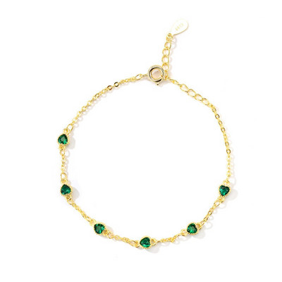 Λεπτό γυναικείο βραχιόλι με διακοσμητικές πέτρες σε πράσινο χρώμα