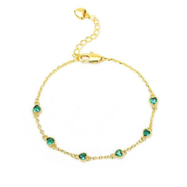 Λεπτό γυναικείο βραχιόλι με διακοσμητικές πέτρες σε πράσινο χρώμα