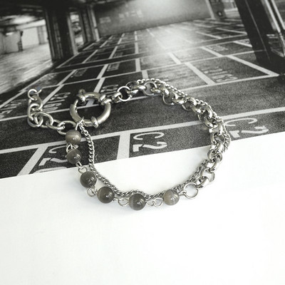 Ασημένιο γυναικείο βραχιόλι με χάντρες