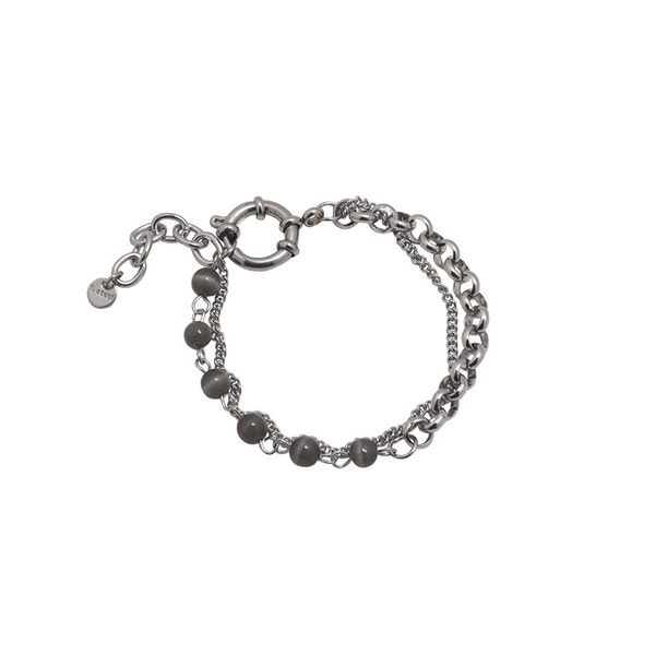Ασημένιο γυναικείο βραχιόλι με χάντρες