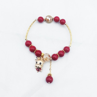 Νέο μοντέλο γυναικείο βραχιόλι με κόκκινες πέτρες και μενταγιόν