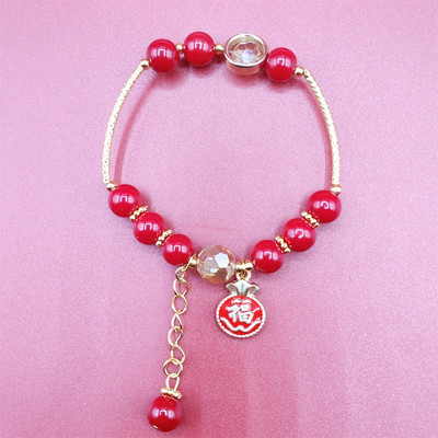 Νέο μοντέλο γυναικείο βραχιόλι με κόκκινες πέτρες και μενταγιόν