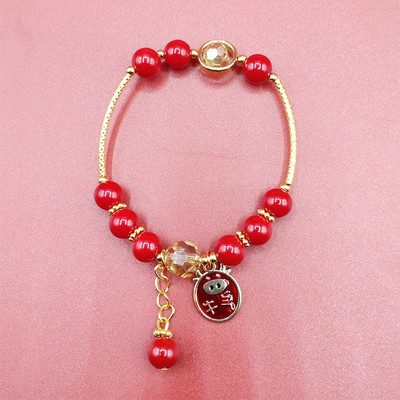 Νέο μοντέλο γυναικείο βραχιόλι με κόκκινες πέτρες και μενταγιόν